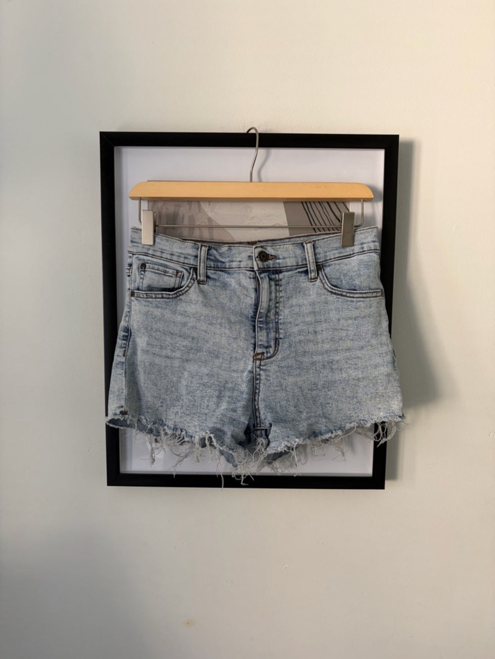 Celebrity Pink Light Blue Distressed Denim Cutoff Shorts